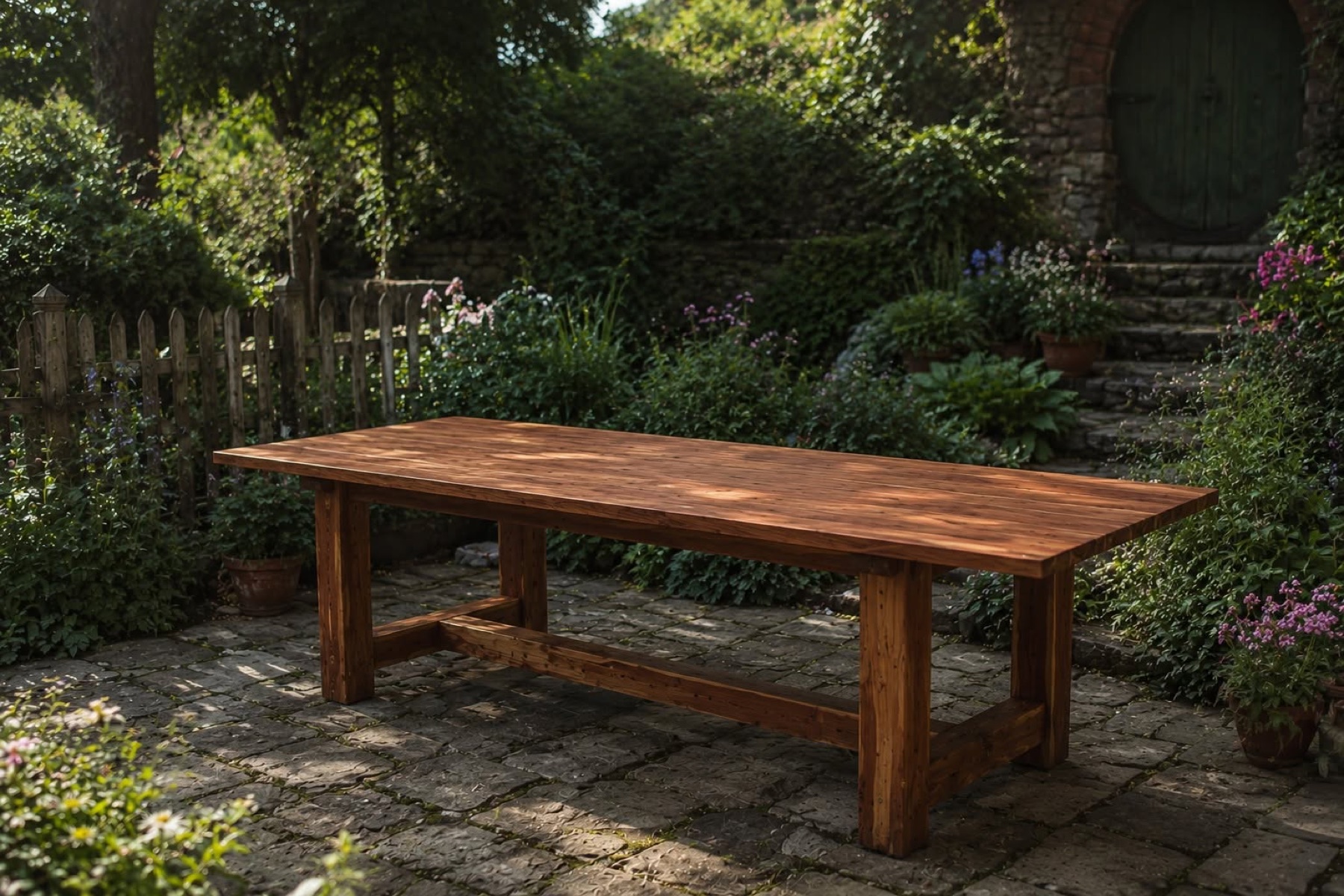 Handcrafted Avodah cedar garden table for outdoor gathering